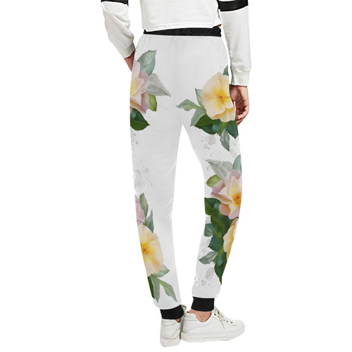 2 Wild Roses floral watercolor Unisex All Over Print Sweatpants (Model L11)