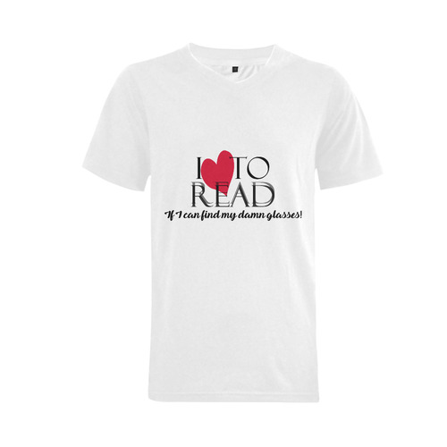 I Love to READ (White) Men's V-Neck T-shirt  Big Size(USA Size) (Model T10)