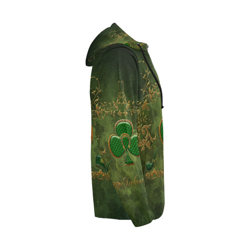 Happy st. patrick's day with clover All Over Print Full Zip Hoodie for Men/Large Size (Model H14)