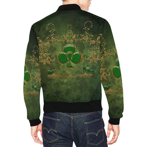 Happy st. patrick's day with clover All Over Print Bomber Jacket for Men (Model H19)