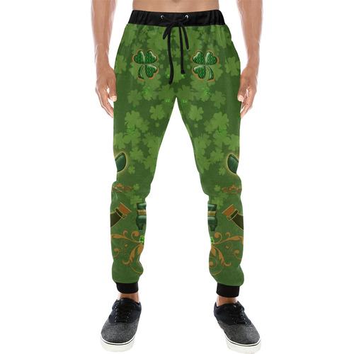 Happy st. patrick's day with hat Men's All Over Print Sweatpants (Model L11)
