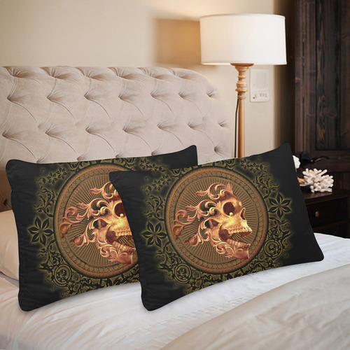 Amazing skull with floral elements Custom Pillow Case 20"x 30" (One Side) (Set of 2)