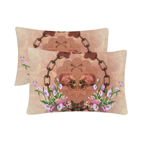 Awesome skulls with flowres Custom Pillow Case 20"x 30" (One Side) (Set of 2)