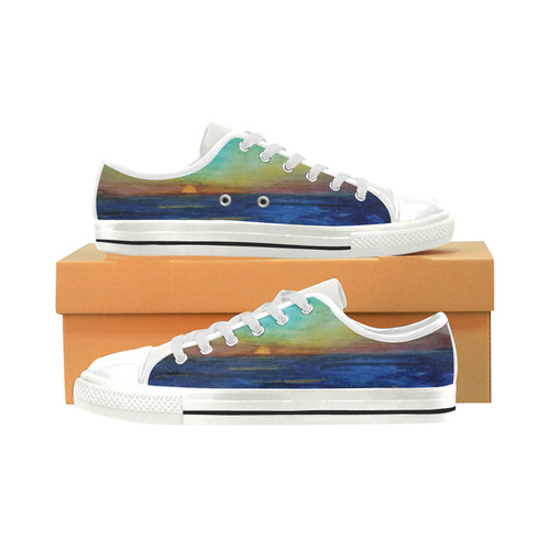 Sunset Seacape #1 Low Top Canvas Shoes for Kid (Model 018)