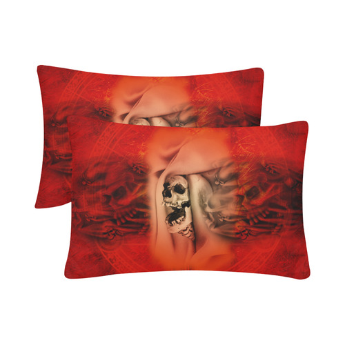 Creepy skulls on red background Custom Pillow Case 20"x 30" (One Side) (Set of 2)