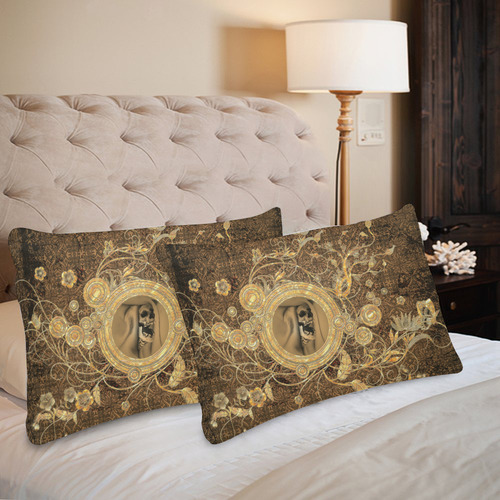 Awesome skull on a button Custom Pillow Case 20"x 30" (One Side) (Set of 2)