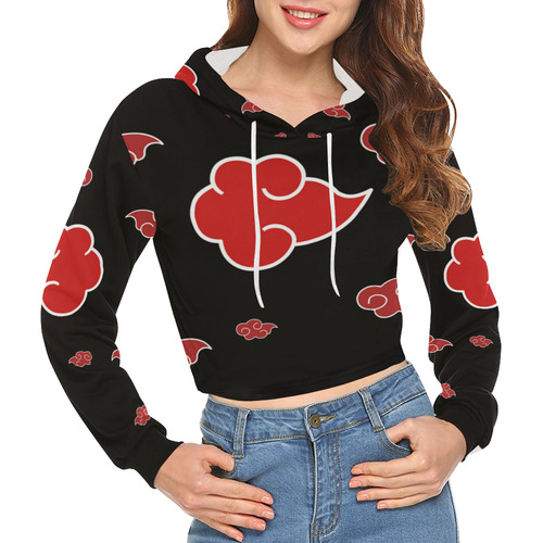 akatsuki cloud All Over Print Crop Hoodie for Women (Model H22)