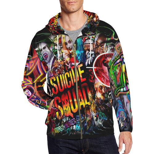 Suicide Squad - By TheONE Savior @ ImpossABLE Endeavors All Over Print Full Zip Hoodie for Men (Model H14)