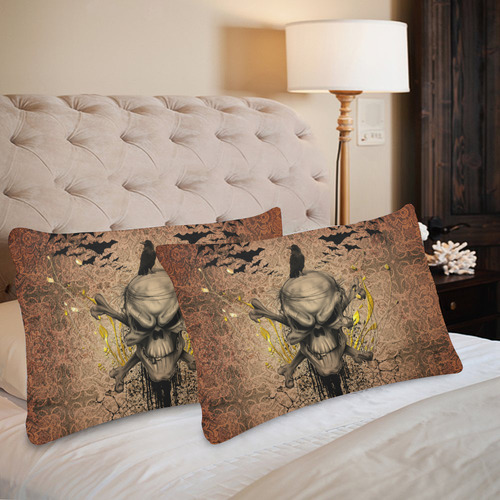 The scary skull with crow Custom Pillow Case 20"x 30" (One Side) (Set of 2)