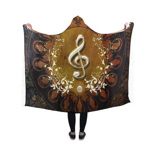 Music, decorative clef with floral elements Hooded Blanket 50''x40''