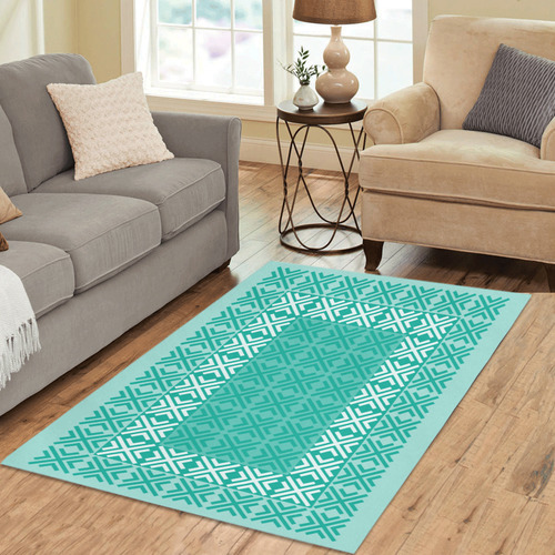 Green Intricate Patterned Area Rug Area Rug 5'3''x4'