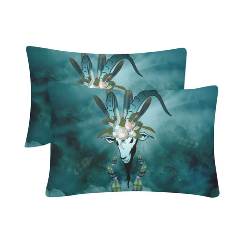 The billy goat with feathers and flowers Custom Pillow Case 20"x 30" (One Side) (Set of 2)