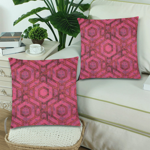 Hexed Custom Zippered Pillow Cases 18"x 18" (Twin Sides) (Set of 2)