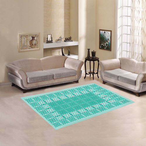 Green Intricate Patterned Area Rug Area Rug 5'3''x4'