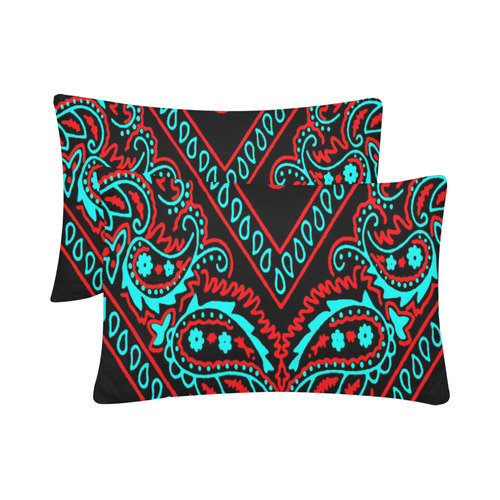 blue and red paisley bandana 1 Custom Pillow Case 20"x 30" (One Side) (Set of 2)
