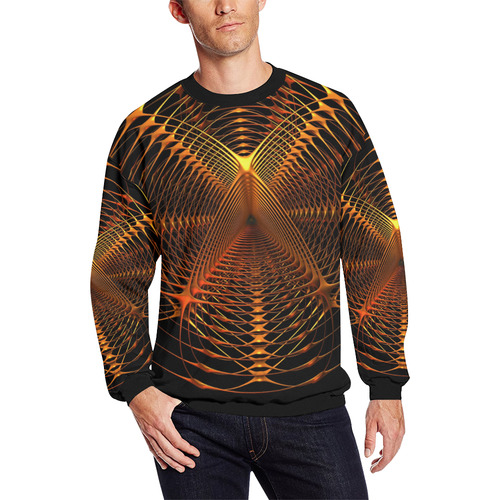 Golden Web Men's Oversized Fleece Crew Sweatshirt (Model H18)