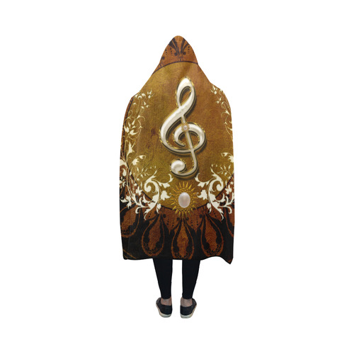 Music, decorative clef with floral elements Hooded Blanket 50''x40''