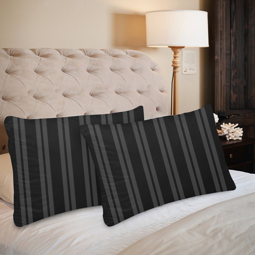 Gray/Black Vertical Stripes Custom Pillow Case 20"x 30" (One Side) (Set of 2)