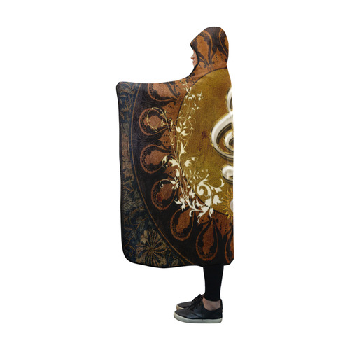 Music, decorative clef with floral elements Hooded Blanket 60''x50''