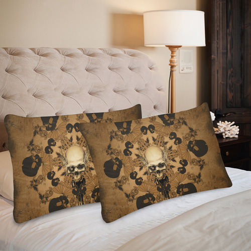 Skull with skull mandala on the background Custom Pillow Case 20"x 30" (One Side) (Set of 2)