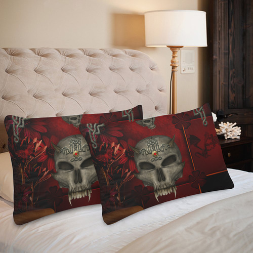 Skull with celtic knot Custom Pillow Case 20"x 30" (One Side) (Set of 2)