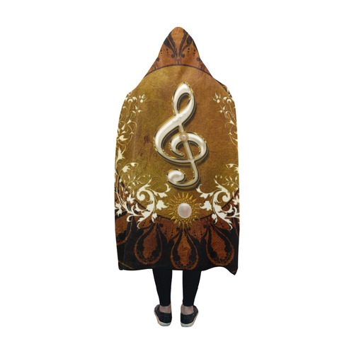 Music, decorative clef with floral elements Hooded Blanket 60''x50''