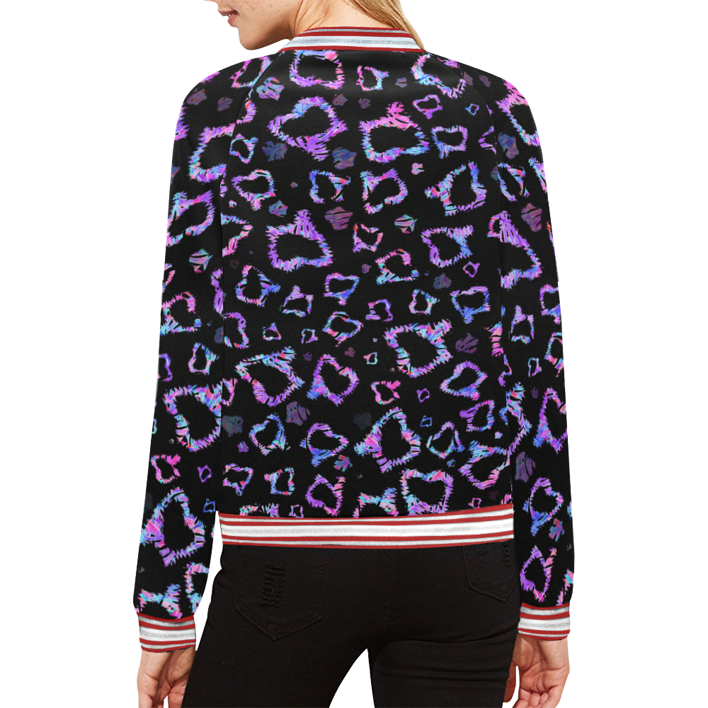 Neon Cat All Over Print Bomber Jacket for Women (Model H21) ID D2302758