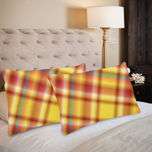 Sunset Orange and Yellow Tartan Plaid Custom Pillow Case 20"x 30" (One Side) (Set of 2)