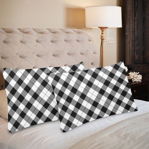 Black and White Tartan Plaid Custom Pillow Case 20"x 30" (One Side) (Set of 2)