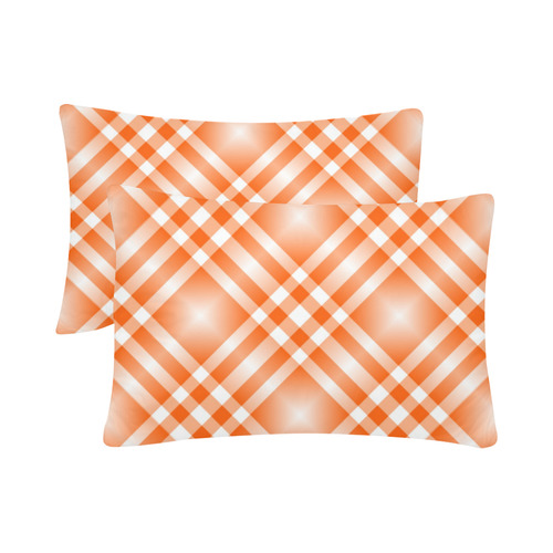 Orange and White Tartan Plaid Custom Pillow Case 20"x 30" (One Side) (Set of 2)