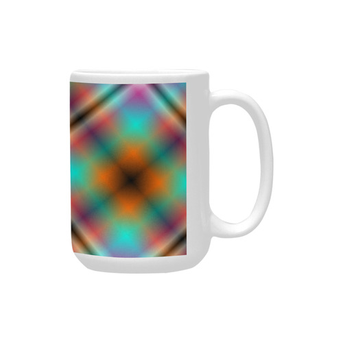 Orange Aqua Pink Green Tartan Plaid Custom Ceramic Mug (15OZ)