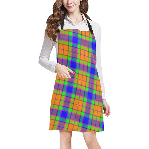 Purple Orange Blue Green Tartan Plaid All Over Print Apron