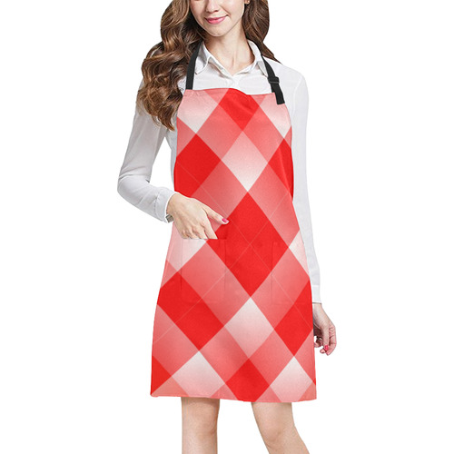 Red and White Tartan Plaid All Over Print Apron