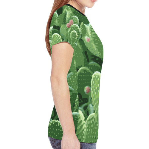 Pricky Pear Cactus With Fruit New All Over Print T-shirt for Women (Model T45)