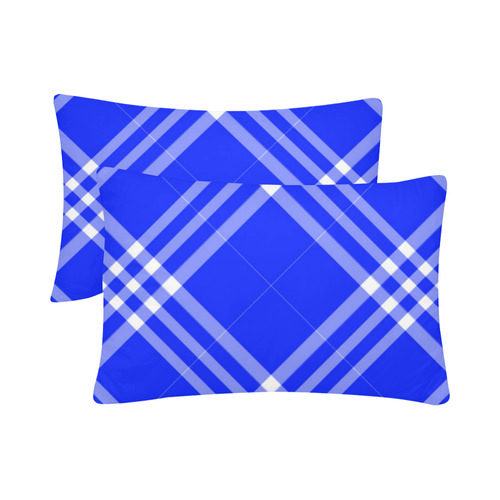 Blue and White Tartan Plaid Custom Pillow Case 20"x 30" (One Side) (Set of 2)