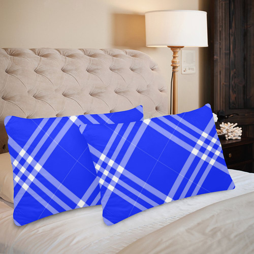 Blue and White Tartan Plaid Custom Pillow Case 20"x 30" (One Side) (Set of 2)