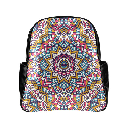 Colorful Indian Ornamental Mandala Multi-Pockets Backpack (Model 1636)