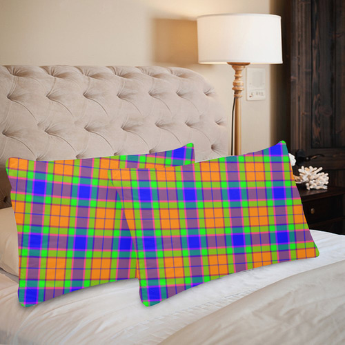 Purple Orange Blue Green Tartan Plaid Custom Pillow Case 20"x 30" (One Side) (Set of 2)