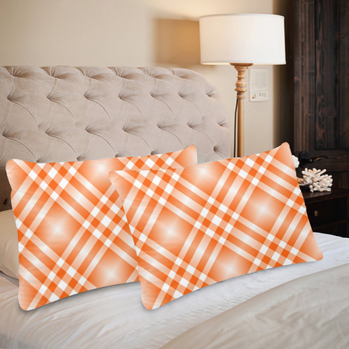 Orange and White Tartan Plaid Custom Pillow Case 20"x 30" (One Side) (Set of 2)