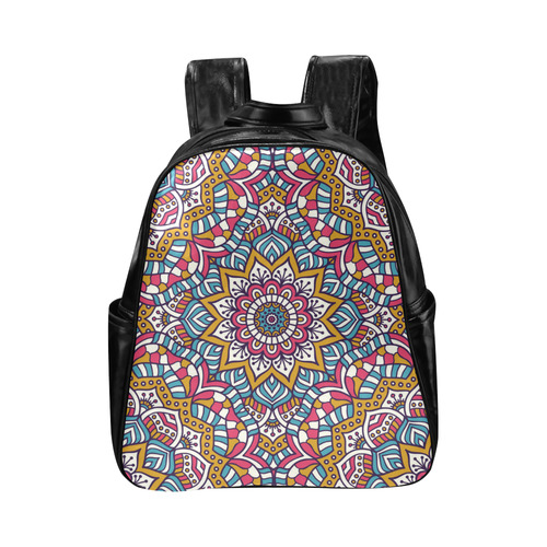 Colorful Indian Ornamental Mandala Multi-Pockets Backpack (Model 1636)
