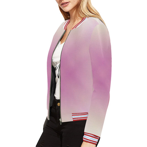 Soft Pinks and Cream Tartan Plaid All Over Print Bomber Jacket for Women (Model H21)