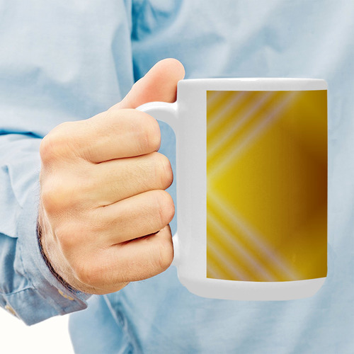 Golden Yellow and Orange Tartan Plaid Custom Ceramic Mug (15OZ)