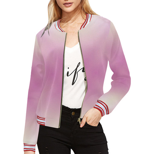Soft Pinks and Cream Tartan Plaid All Over Print Bomber Jacket for Women (Model H21)