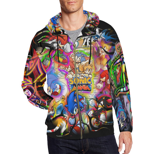 Sonic - By TheONE Savior @ ImpossABLE Endeavors All Over Print Full Zip Hoodie for Men (Model H14)