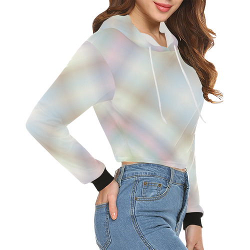 Soft Pastels Tartan Plaid All Over Print Crop Hoodie for Women (Model H22)