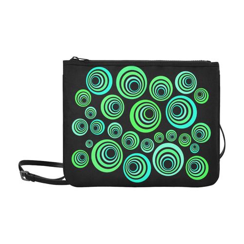 Crazy Fun Neon Blue & Green retro pattern Slim Clutch Bag (Model 1668)