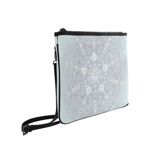 White and Blue Watercolor Mandala Pattern Slim Clutch Bag (Model 1668)