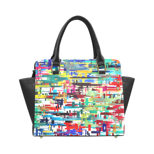 Colorful City Abstract Rivet Shoulder Handbag (Model 1645)