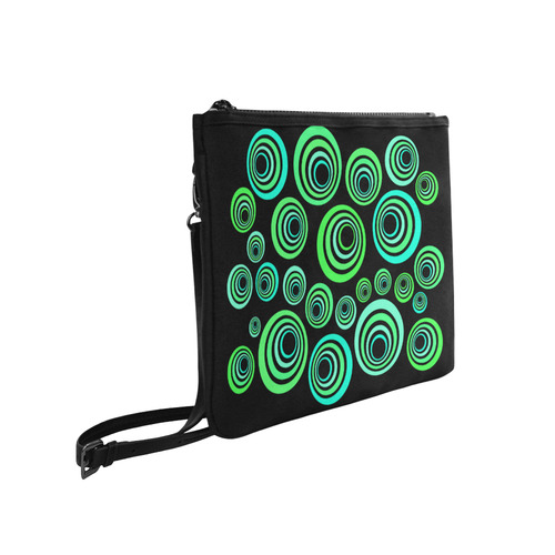 Crazy Fun Neon Blue & Green retro pattern Slim Clutch Bag (Model 1668)