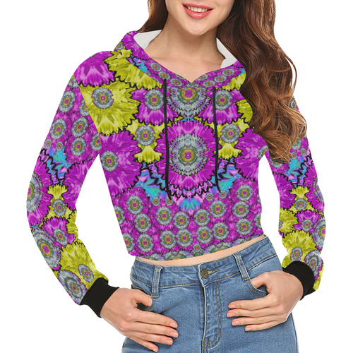 fantasy bloom in Spring time lively colors All Over Print Crop Hoodie for Women (Model H22)